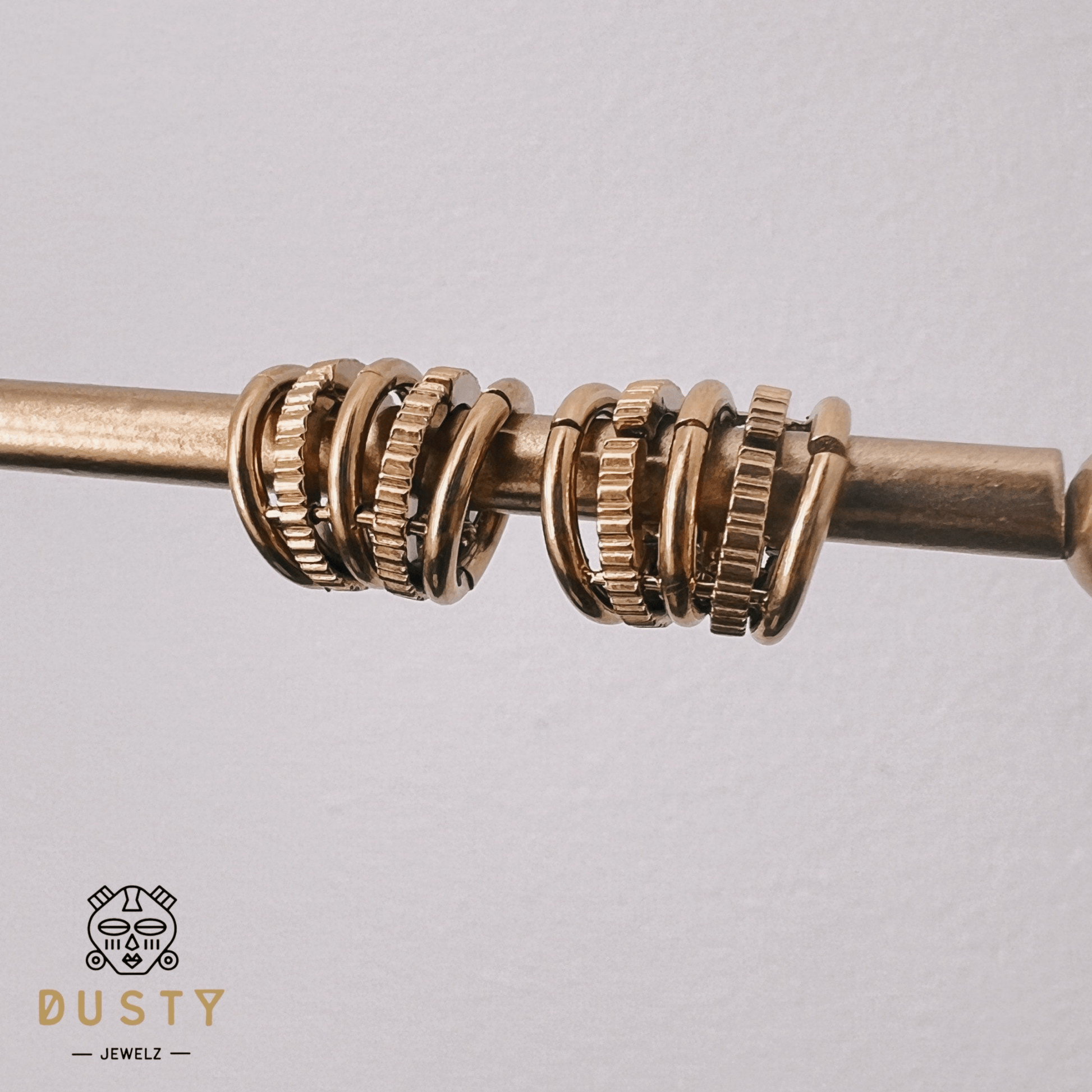 Ringed Lobe Clips | Ear Hangers | Textured Ring Stack Cuffs - DustyJewelz