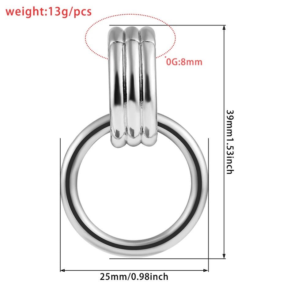 Ringed Lobe Clips With Hoop Dangle | Ear Hangers Ring Stack - DustyJewelz