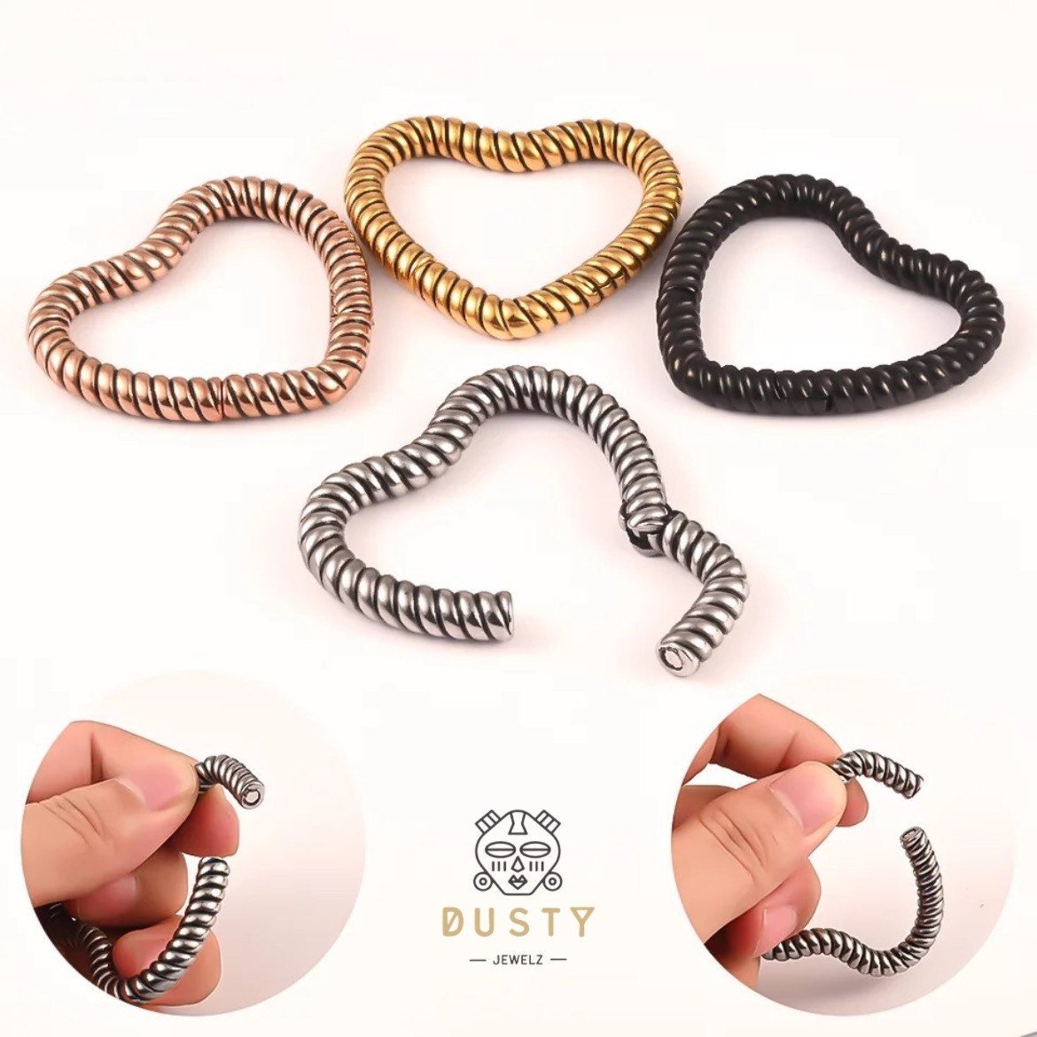 Rope Heart Ear Weights - DustyJewelz