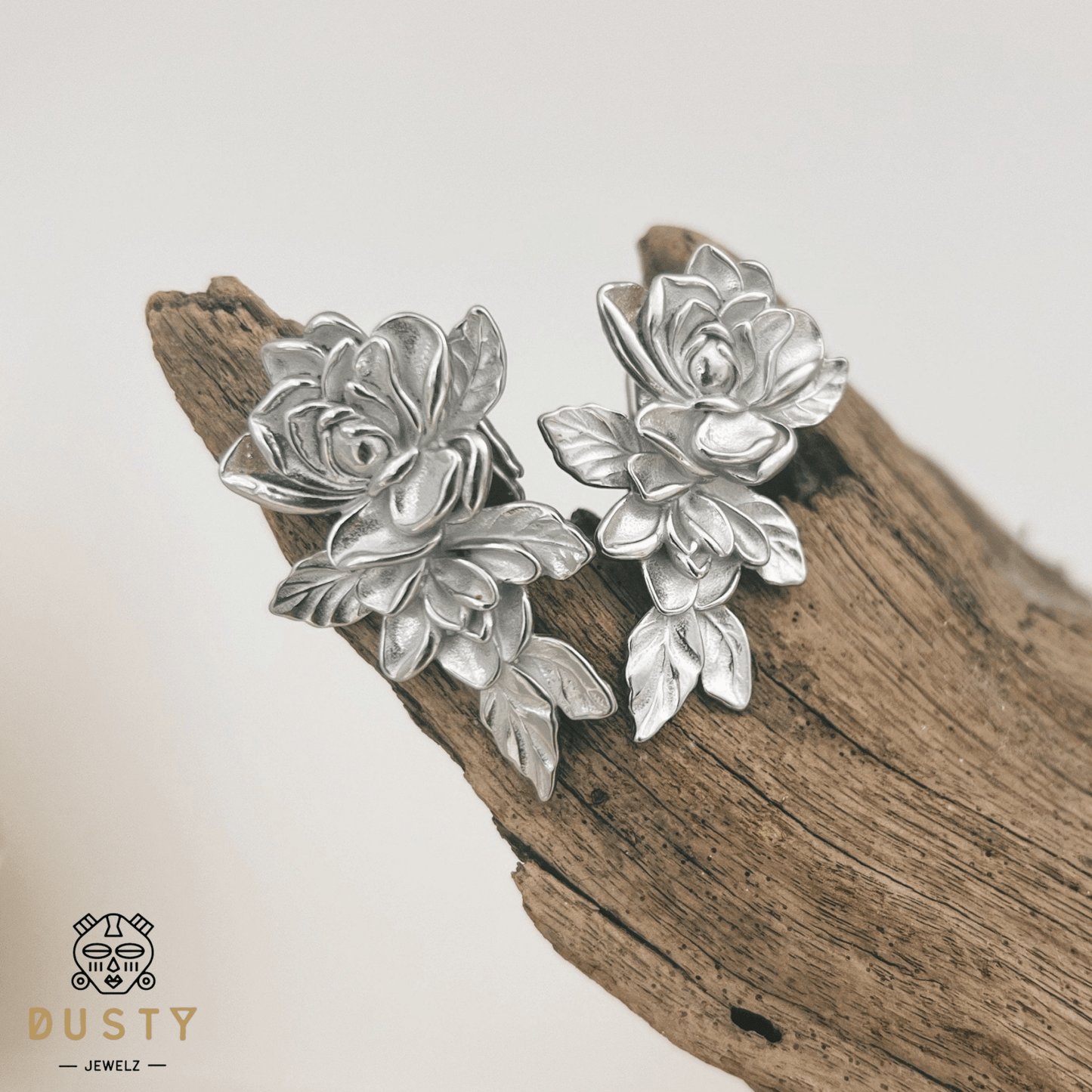 Rose Flower Ear Weights | Floral Lobe Hangers - DustyJewelz