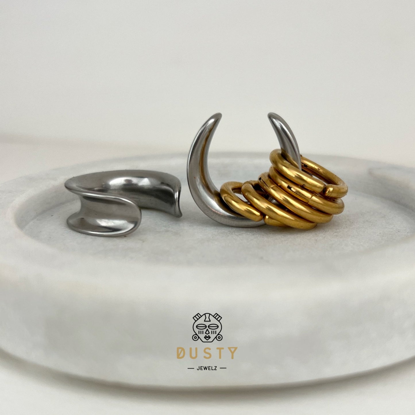 Saddle And Ring Stack Set | Steel Saddles With Dangle Rings - DustyJewelz