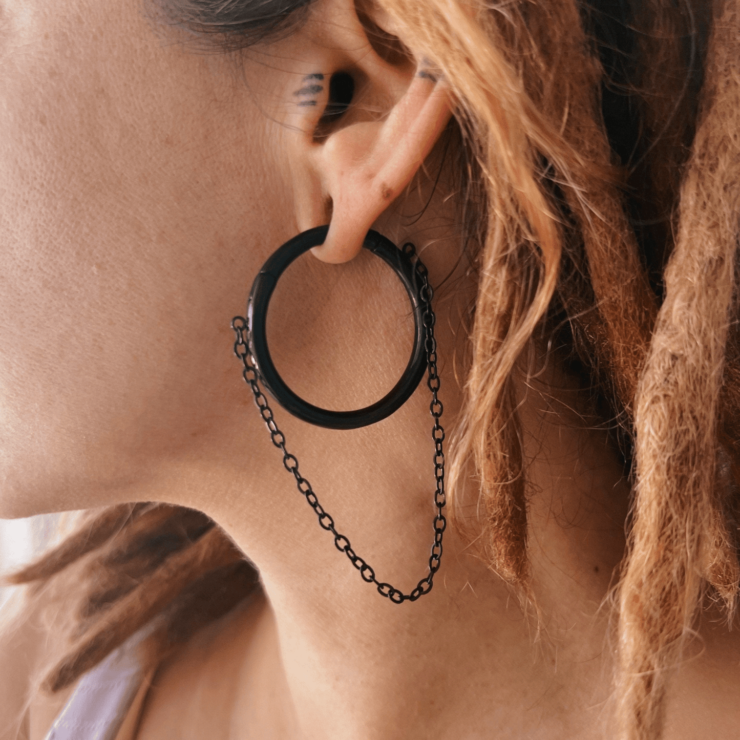 Single Chain Hoop Ear Weights - DustyJewelz