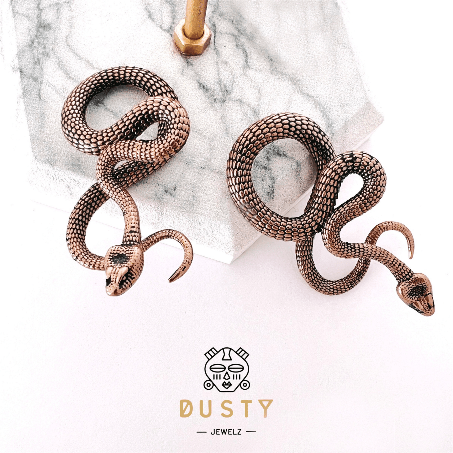 Snake Curl Ear Weights | Lobe Hanger - DustyJewelz