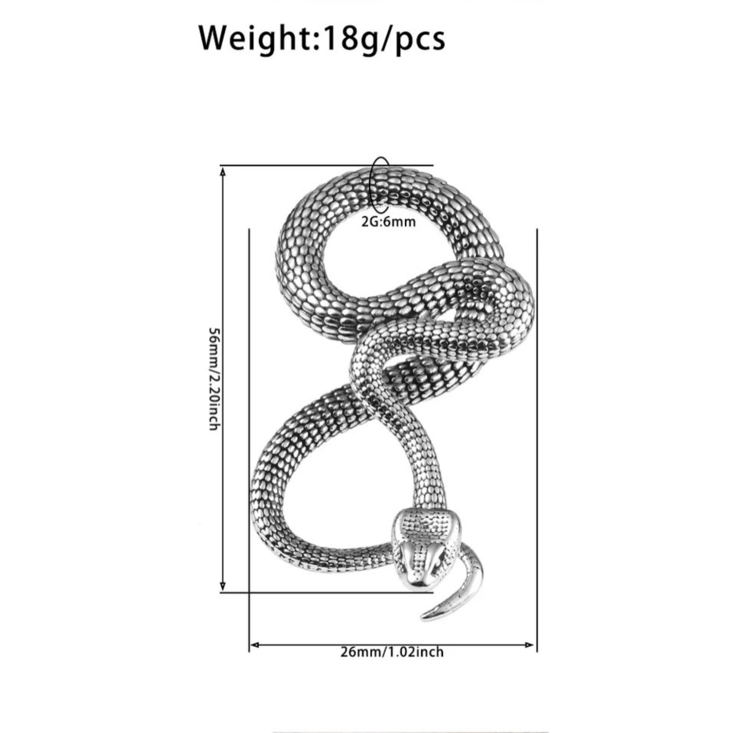 Snake Curl Ear Weights | Lobe Hanger - DustyJewelz