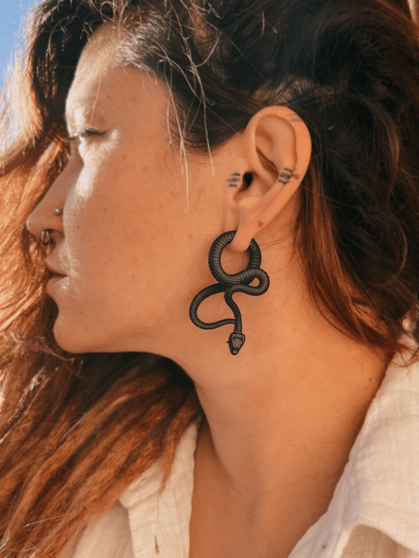Snake Curl Ear Weights | Lobe Hanger - DustyJewelz