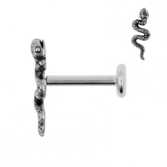 Snake Labret Stud | Internally Threaded - DustyJewelz