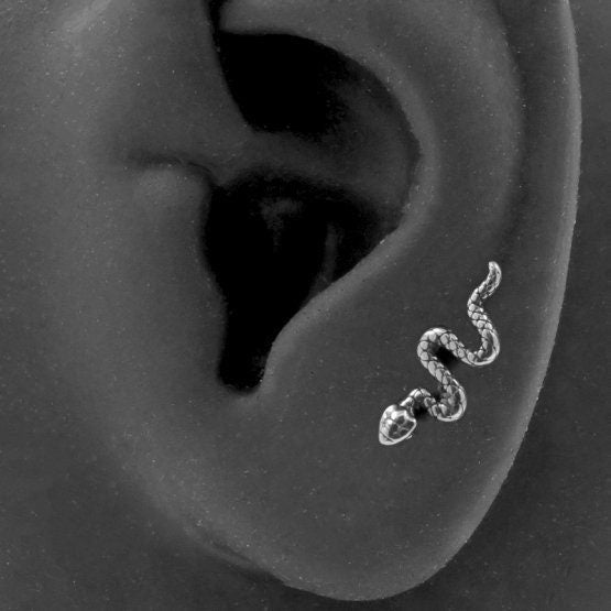 Snake Labret Stud | Internally Threaded - DustyJewelz