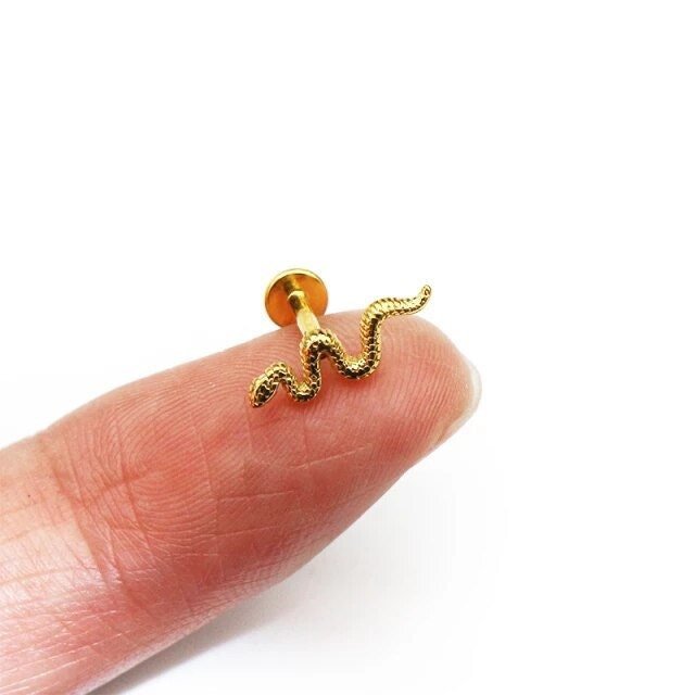 Snake Labret Stud | Internally Threaded - DustyJewelz