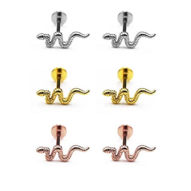 Snake Labret Stud | Internally Threaded - DustyJewelz