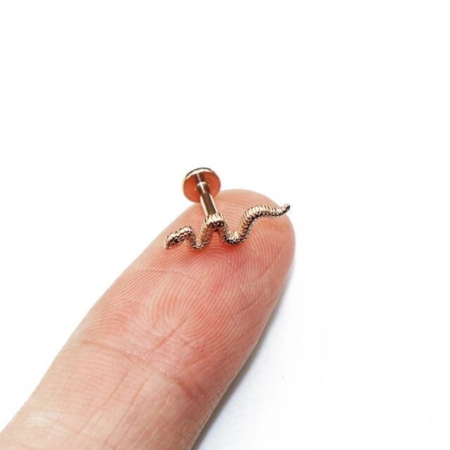 Snake Labret Stud | Internally Threaded - DustyJewelz