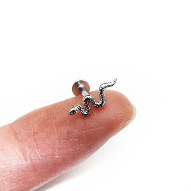 Snake Labret Stud | Internally Threaded - DustyJewelz
