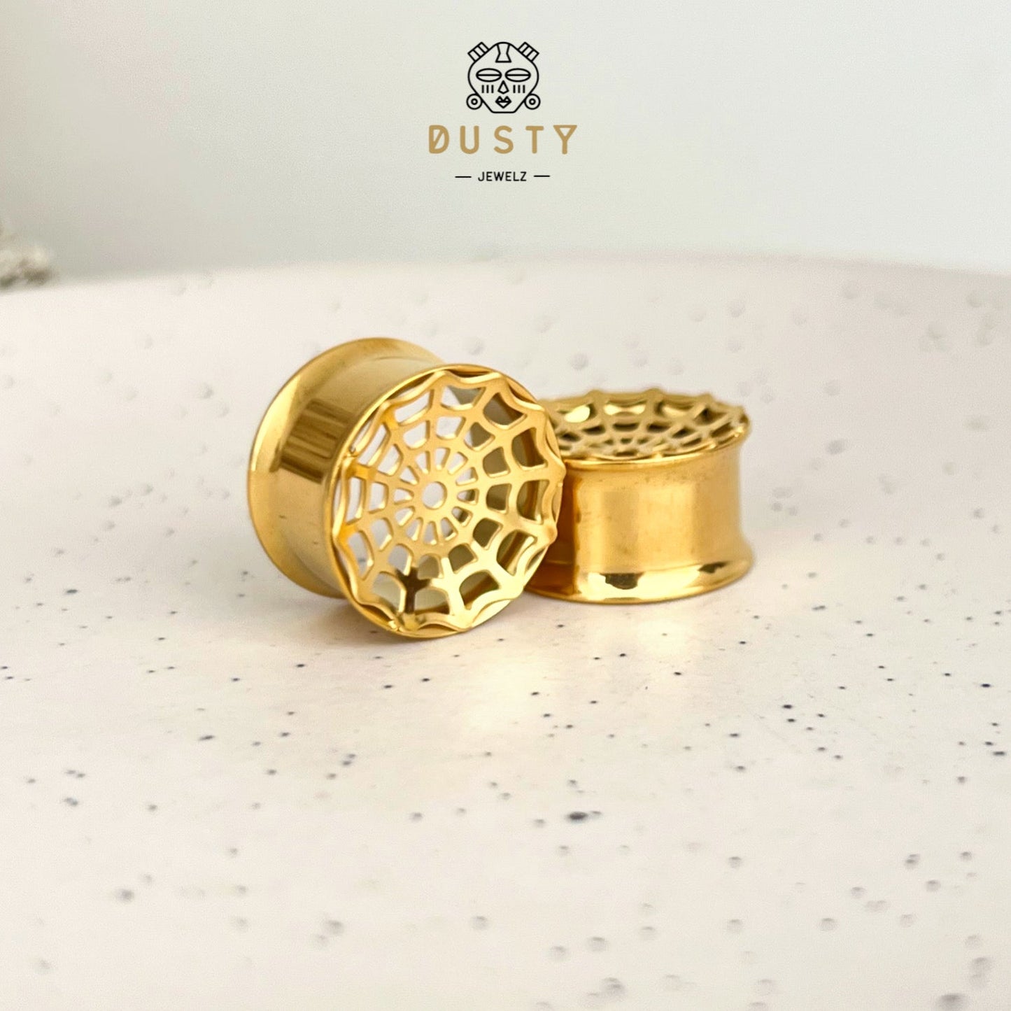 Spider Web Plugs | Laser Cut Double Flare Steel Tunnels - DustyJewelz