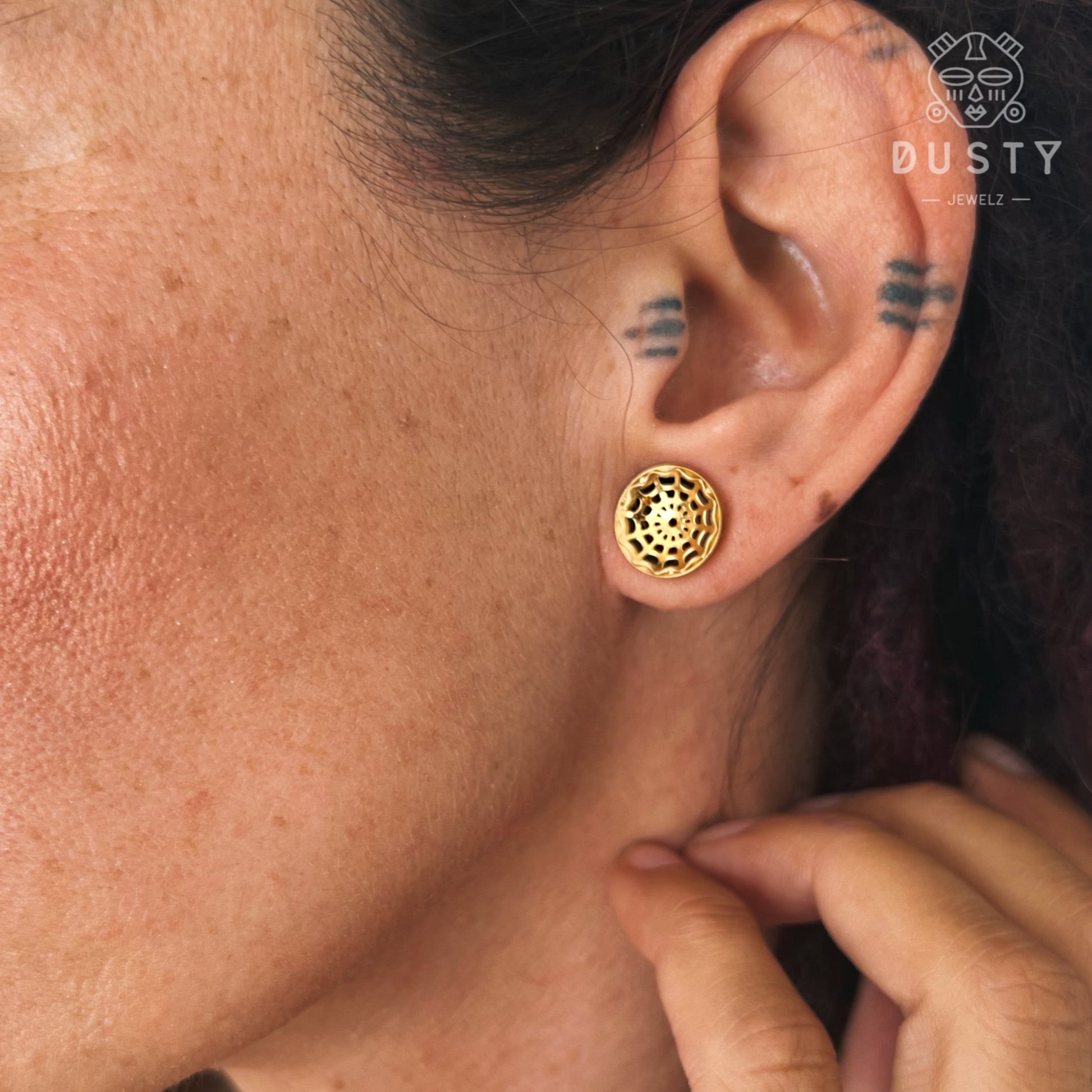 Spider Web Plugs | Laser Cut Double Flare Steel Tunnels - DustyJewelz