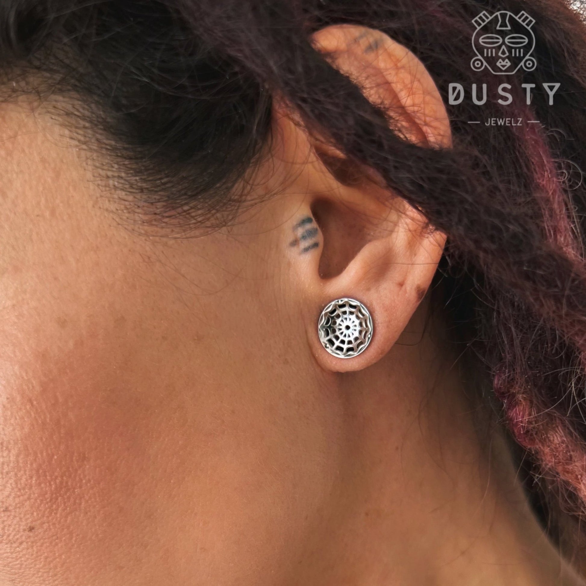 Spider Web Plugs | Laser Cut Double Flare Steel Tunnels - DustyJewelz