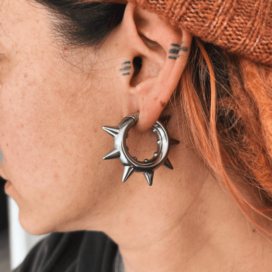 Spike Hoop Ear Weights | Hoops Earweights | Ear Hangers | Gauges Jewelry | Stretched Ears | Alternative Jewellery - DustyJewelz