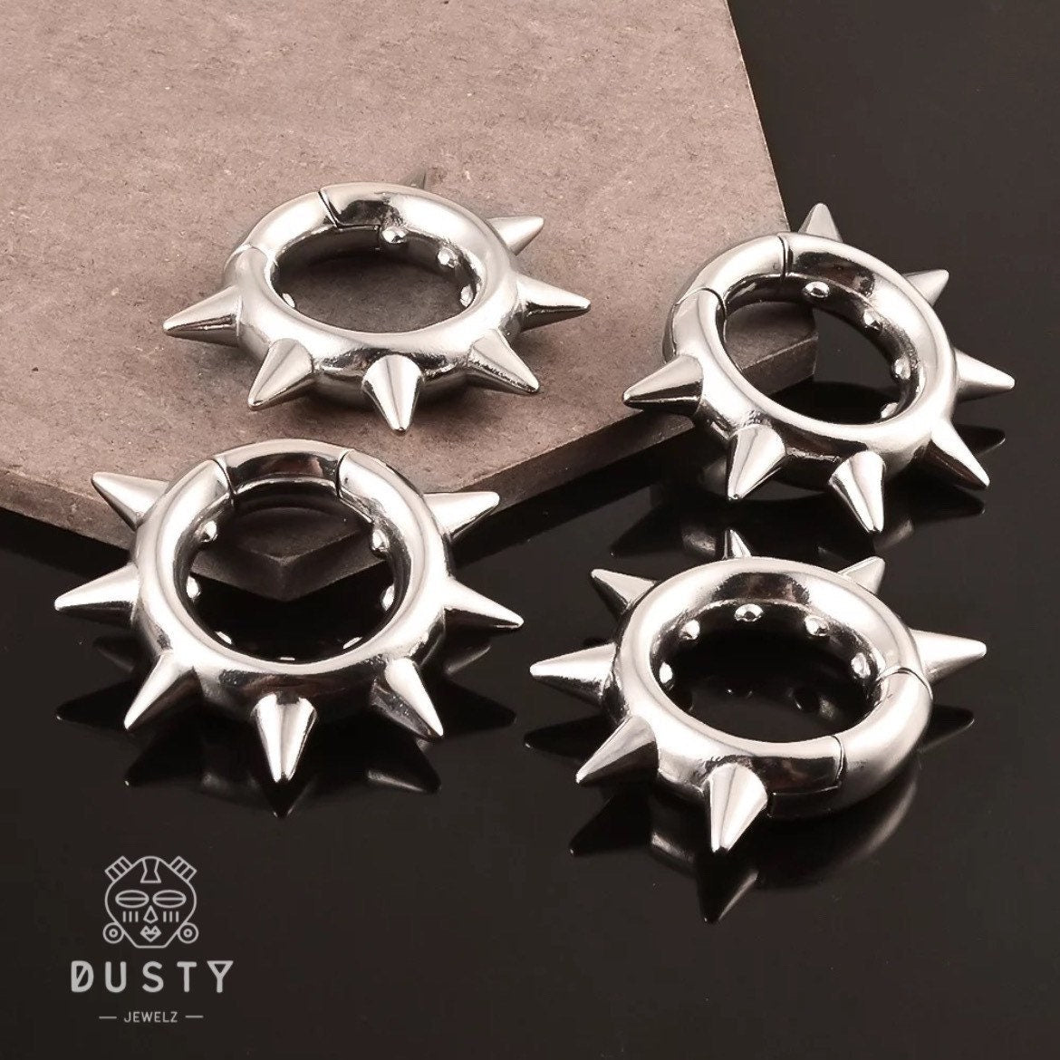 Spike Hoop Ear Weights | Hoops Earweights | Ear Hangers | Gauges Jewelry | Stretched Ears | Alternative Jewellery - DustyJewelz