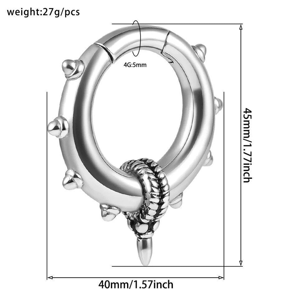 Spike Hoop Ear Weights | Hoops Earweights | Ear Hangers | Gauges Jewelry | Stretched Ears | Alternative Jewellery - DustyJewelz