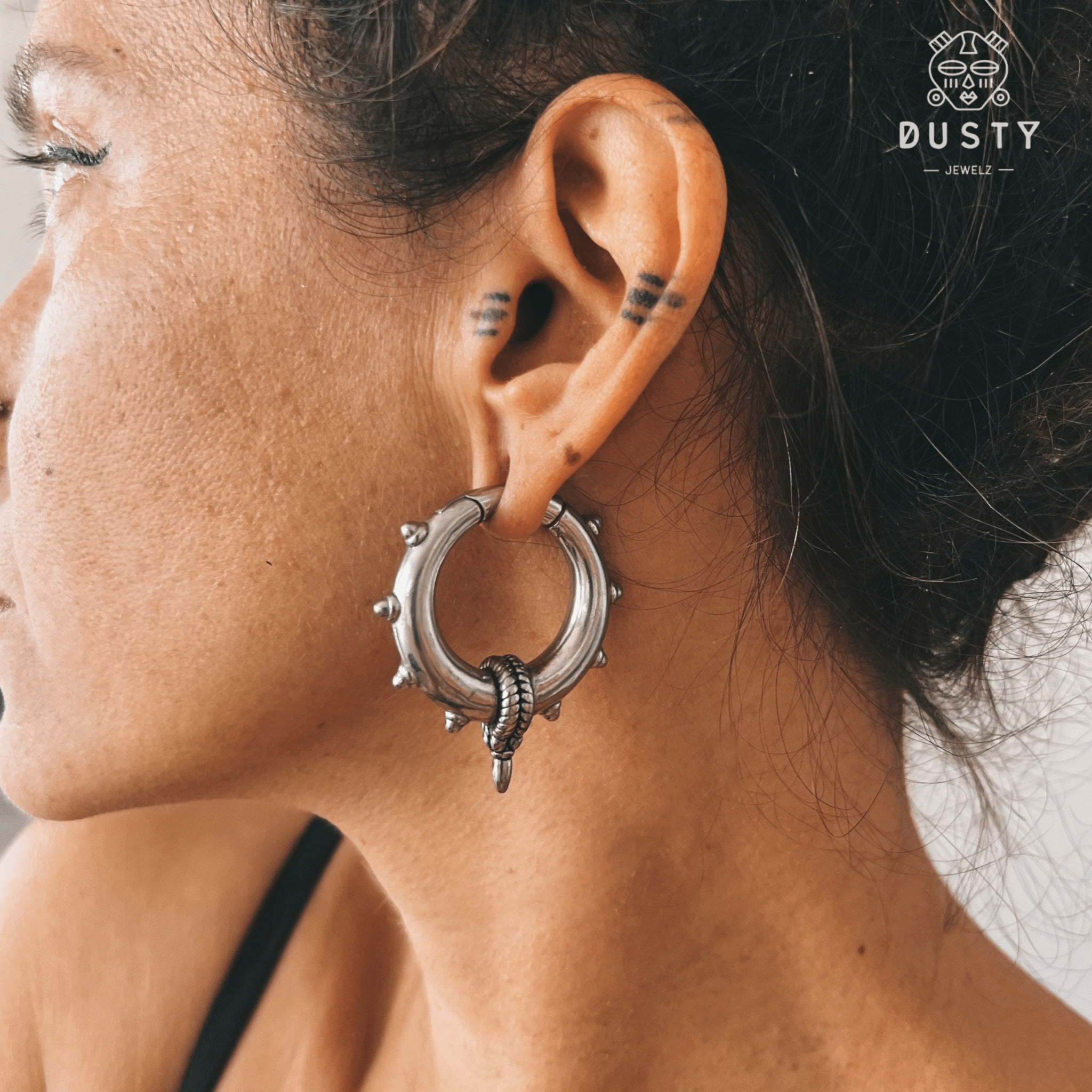 Spiked Hoop Ear Weights Lobe Hangers DustyJewelz