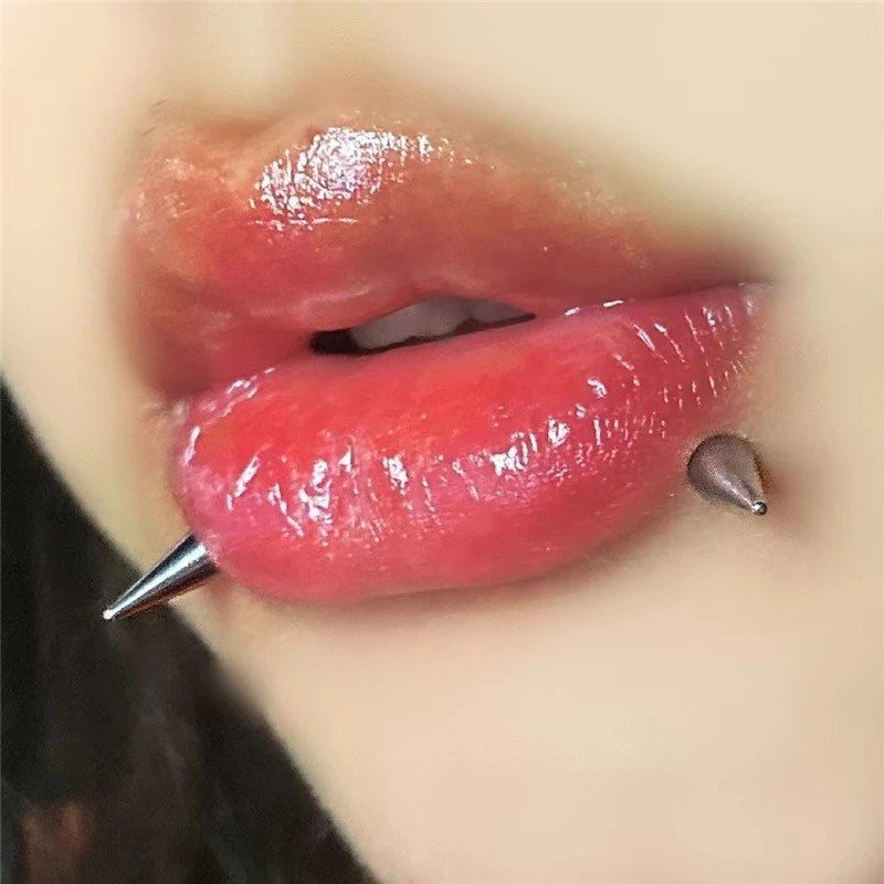 Spike Labret Ear Stud | Medusa | 16g Surgical Steel | Tragus Bar | Helix | Conch | Monroe | Philtrum | Ear Lobe | Lip Piercing | Snake Bite - DustyJewelz