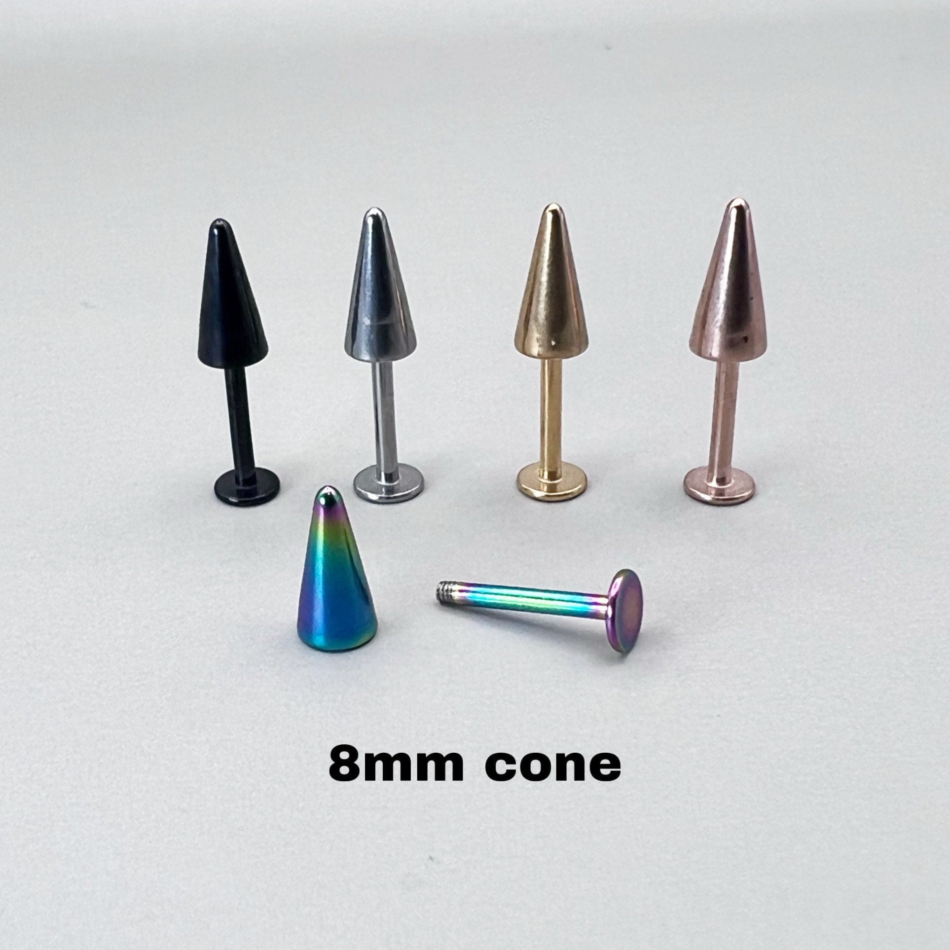 Spike Labret Ear Stud | Medusa | 16g Surgical Steel | Tragus Bar | Helix | Conch | Monroe | Philtrum | Ear Lobe | Lip Piercing | Snake Bite - DustyJewelz