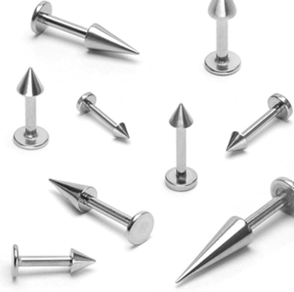 Spike Labret Ear Stud | Medusa | 16g Surgical Steel | Tragus Bar | Helix | Conch | Monroe | Philtrum | Ear Lobe | Lip Piercing | Snake Bite - DustyJewelz