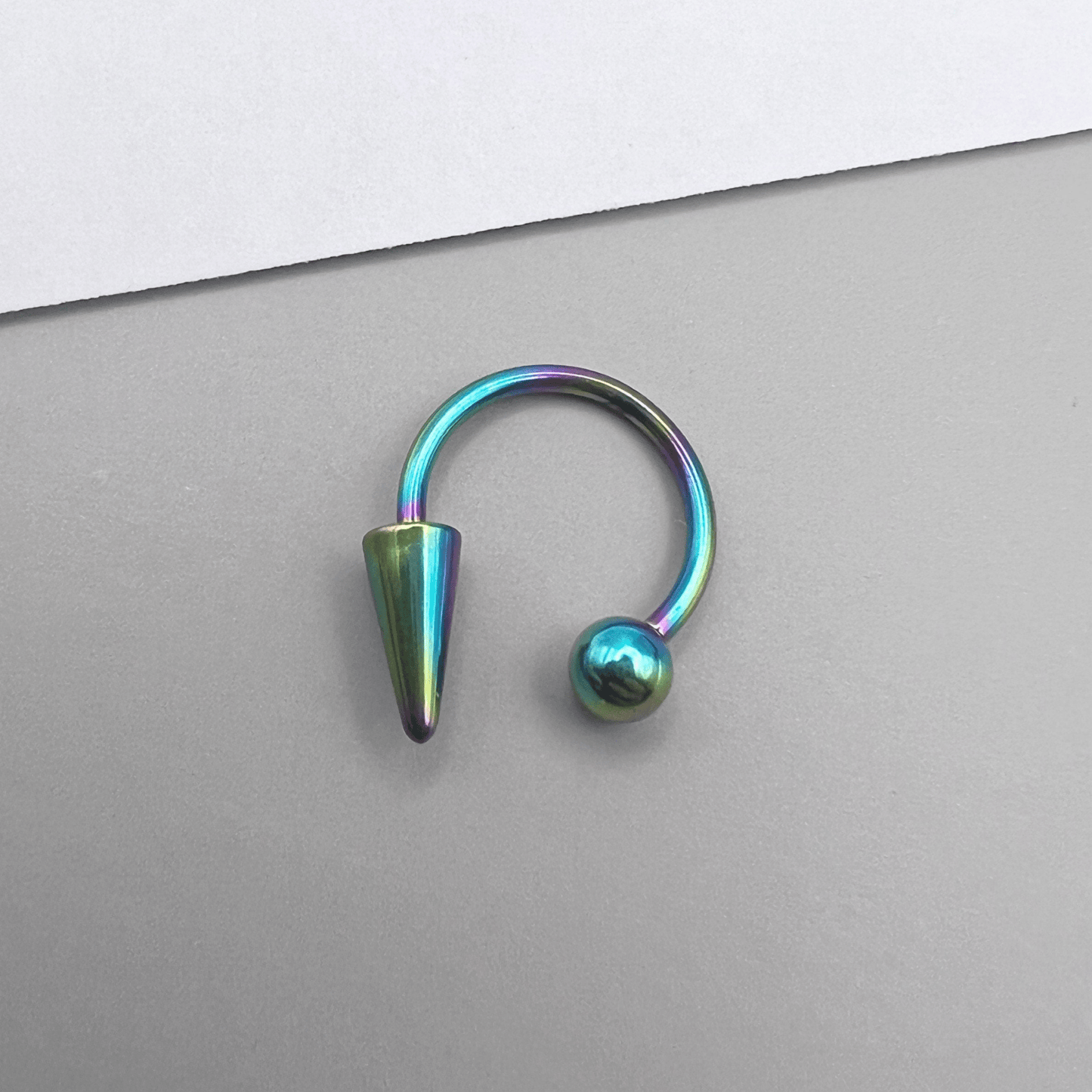 Spike Lippy Loop Labret Ring Horseshoe | Snake Bite Piercing | Lip Hugger - DustyJewelz