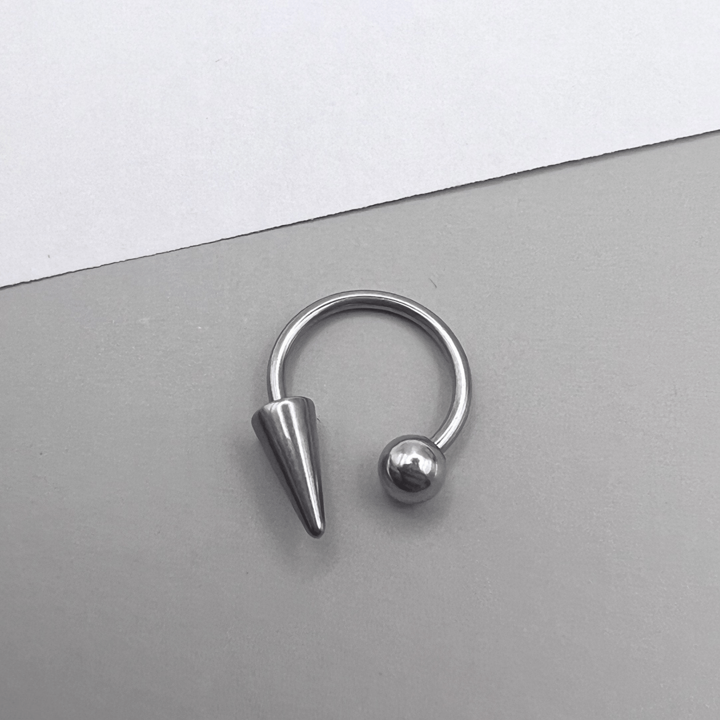 Spike Lippy Loop Labret Ring Horseshoe | Snake Bite Piercing | Lip Hugger - DustyJewelz