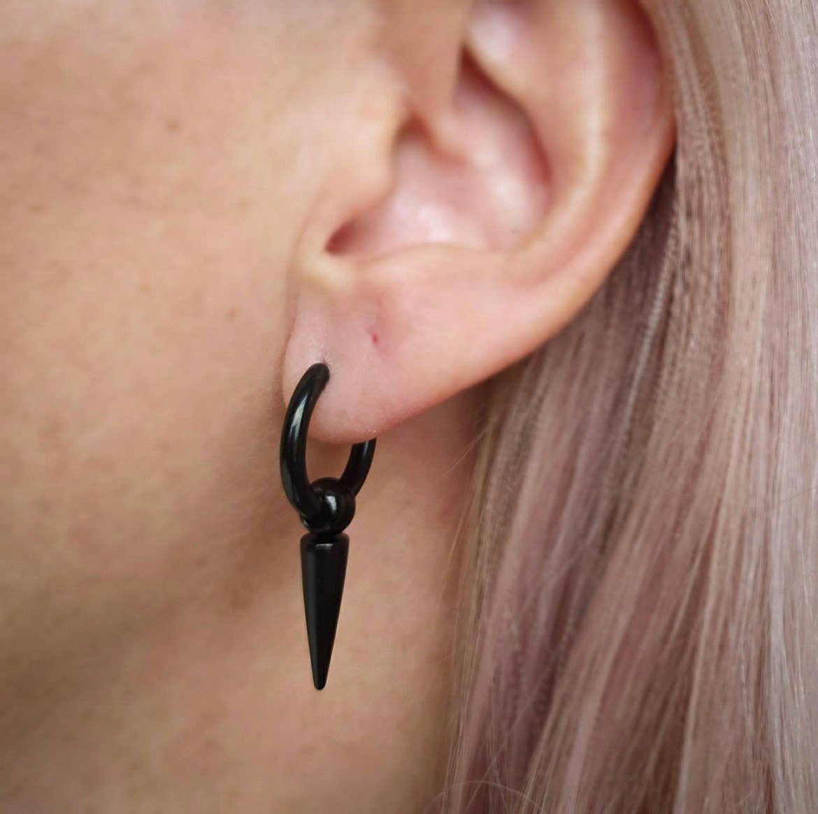 Spike Punk Earrings | Huggies | Stainless Steel | Punk Jewelry | Men’s Earring | Ear Huggie Dangle Spikes - DustyJewelz