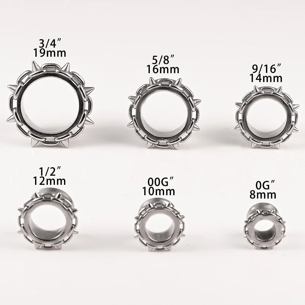 Spike Rimmed Ear Tunnels | Stainless Steel Double Flare - DustyJewelz