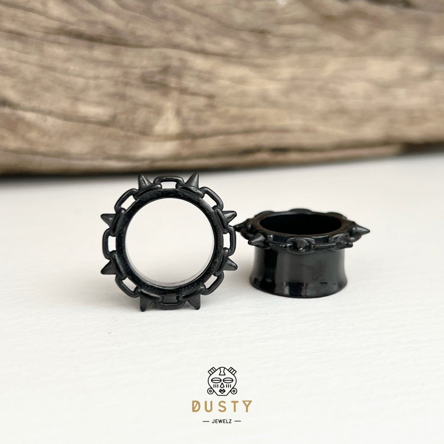 Spike Rimmed Ear Tunnels | Stainless Steel Double Flare - DustyJewelz