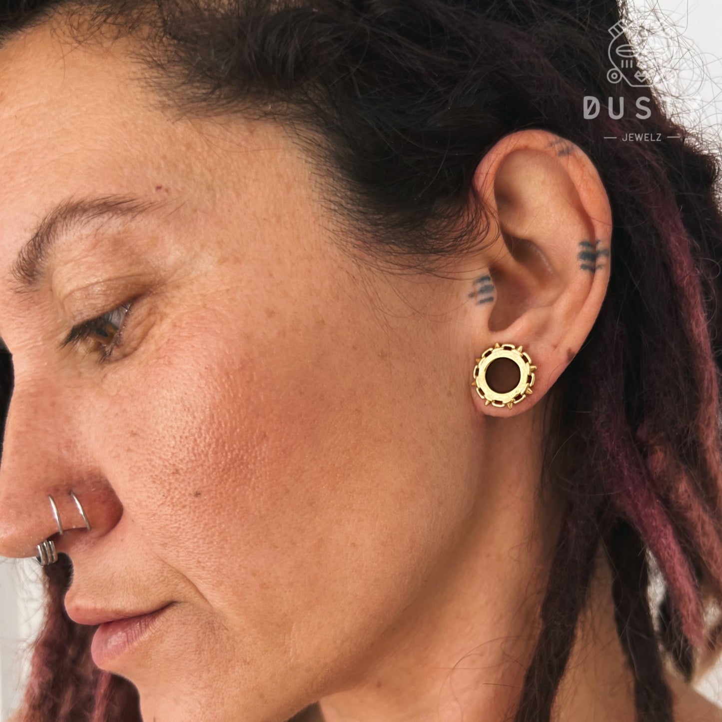 Spike Rimmed Ear Tunnels | Stainless Steel Double Flare - DustyJewelz