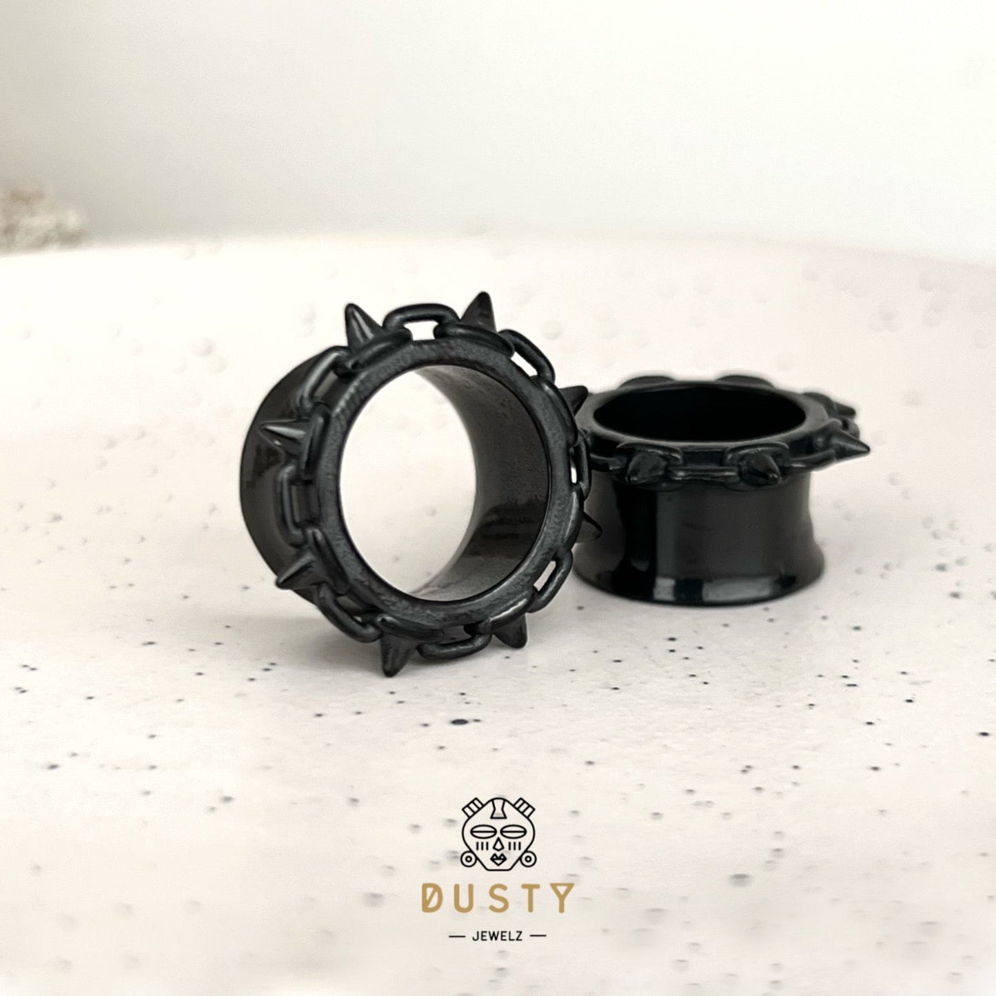 Spike Rimmed Ear Tunnels | Stainless Steel Double Flare - DustyJewelz