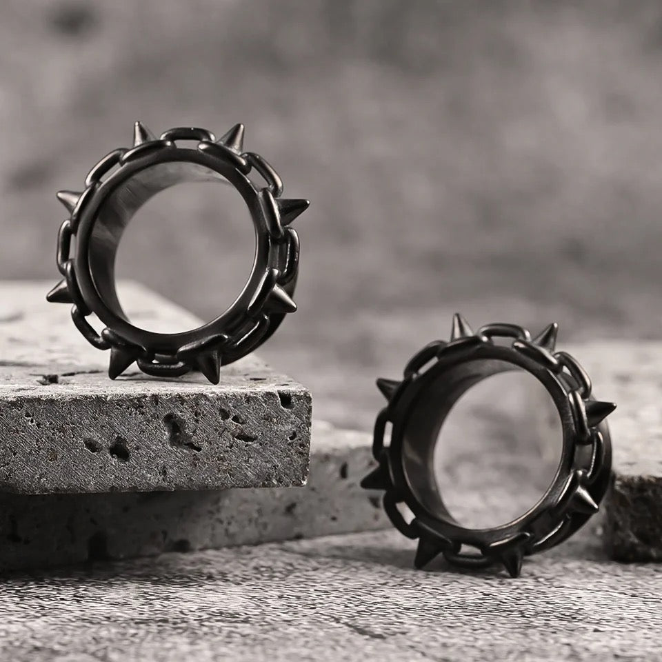 Spike Rimmed Ear Tunnels | Stainless Steel Double Flare - DustyJewelz