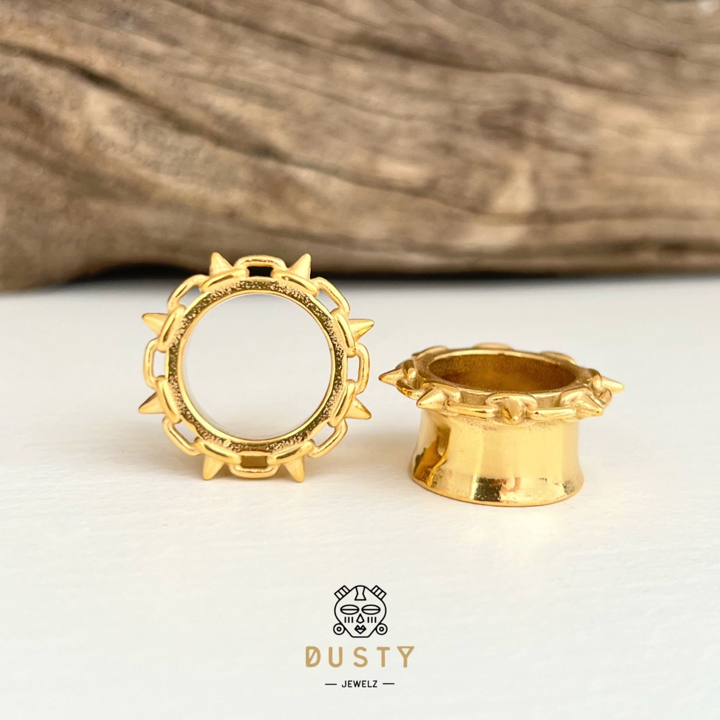 Spike Rimmed Ear Tunnels | Stainless Steel Double Flare - DustyJewelz