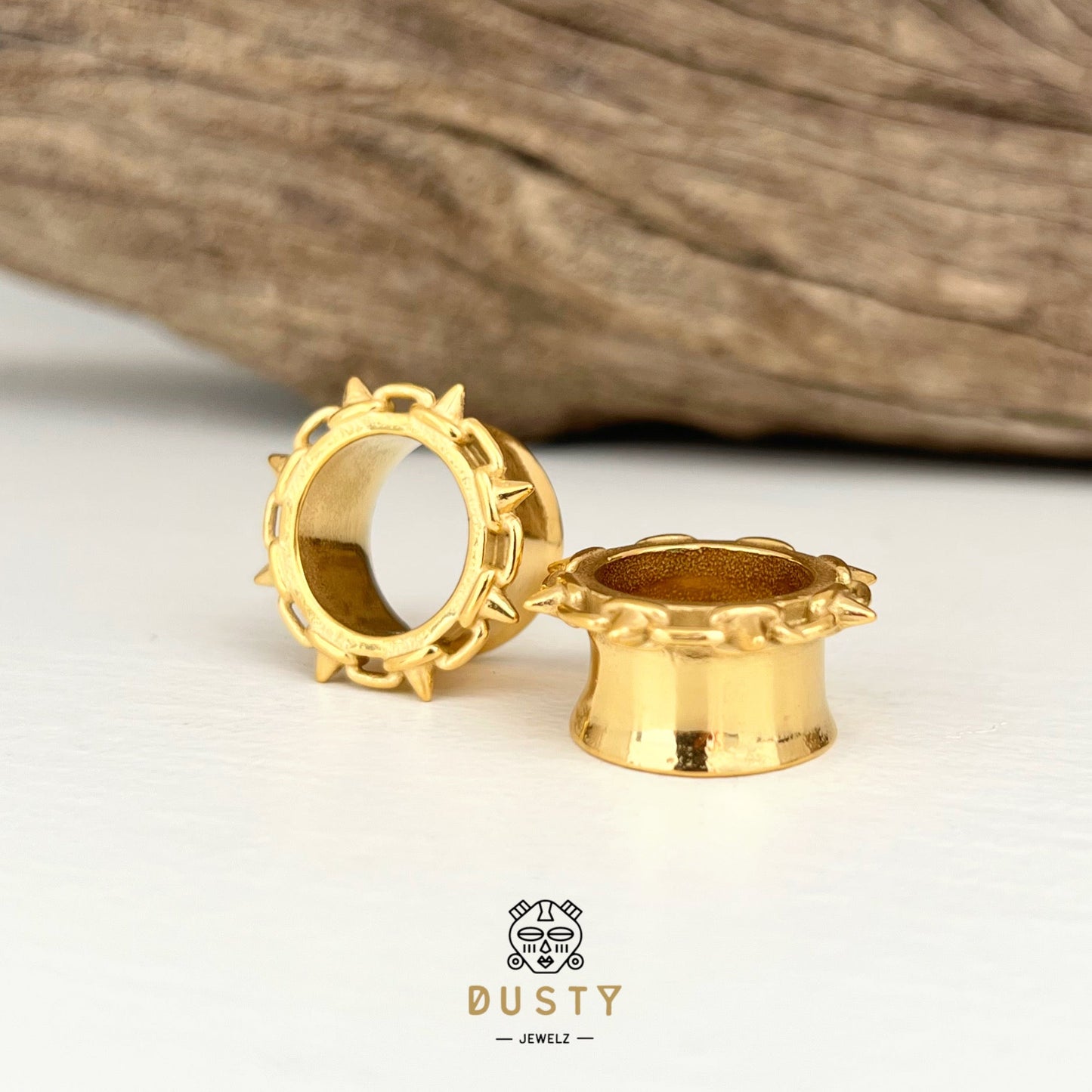 Spike Rimmed Ear Tunnels | Stainless Steel Double Flare - DustyJewelz