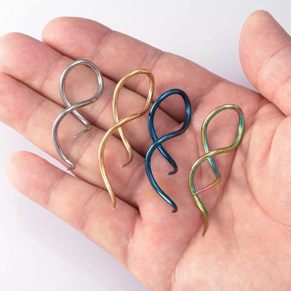 Spiral Twist Tapers | Snake Curl Lobe Hangers - DustyJewelz