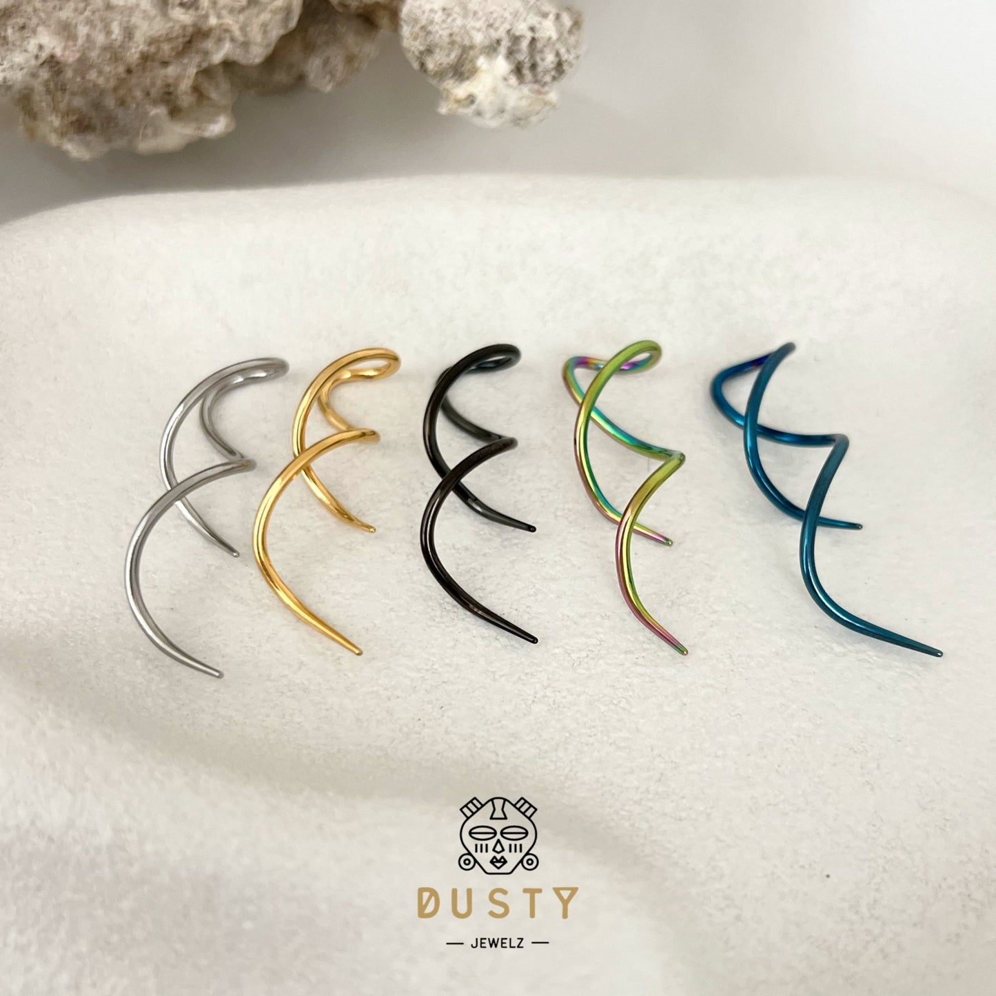 Spiral Twist Tapers | Snake Curl Lobe Hangers - DustyJewelz