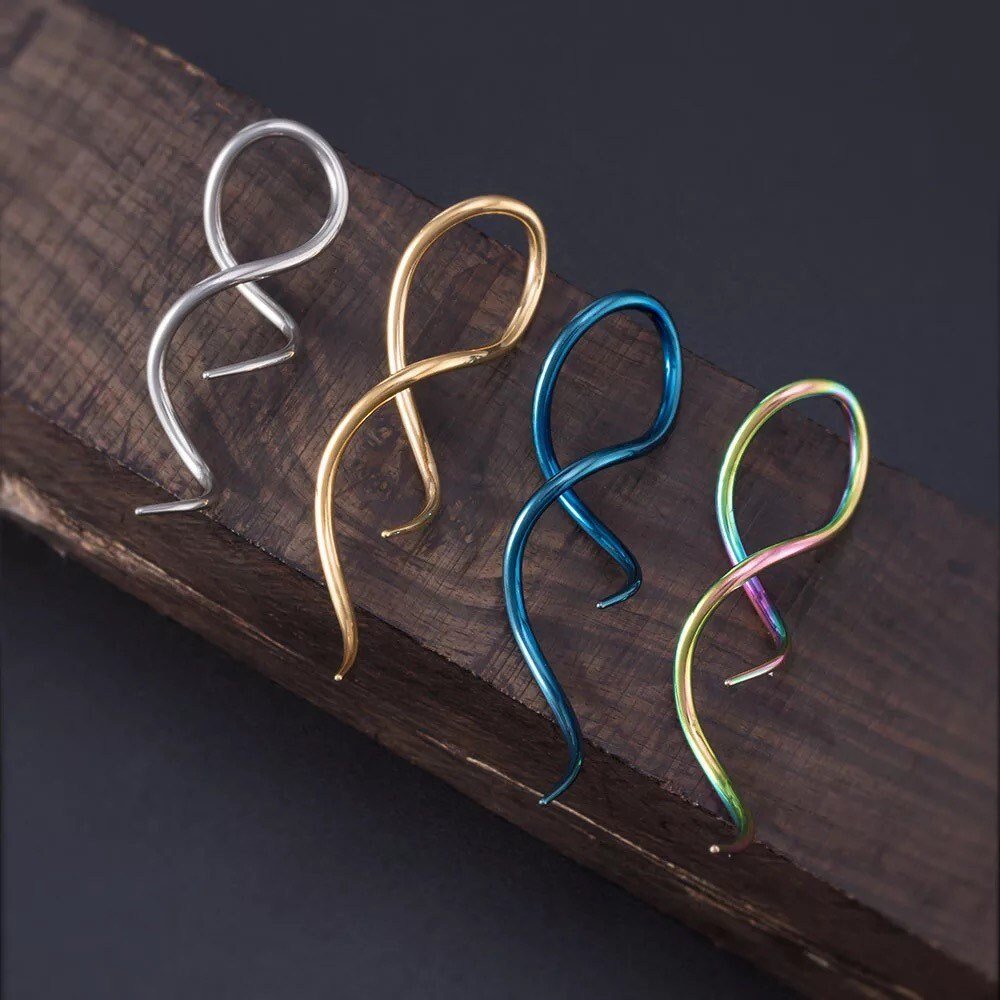 Spiral Twist Tapers | Snake Curl Lobe Hangers - DustyJewelz