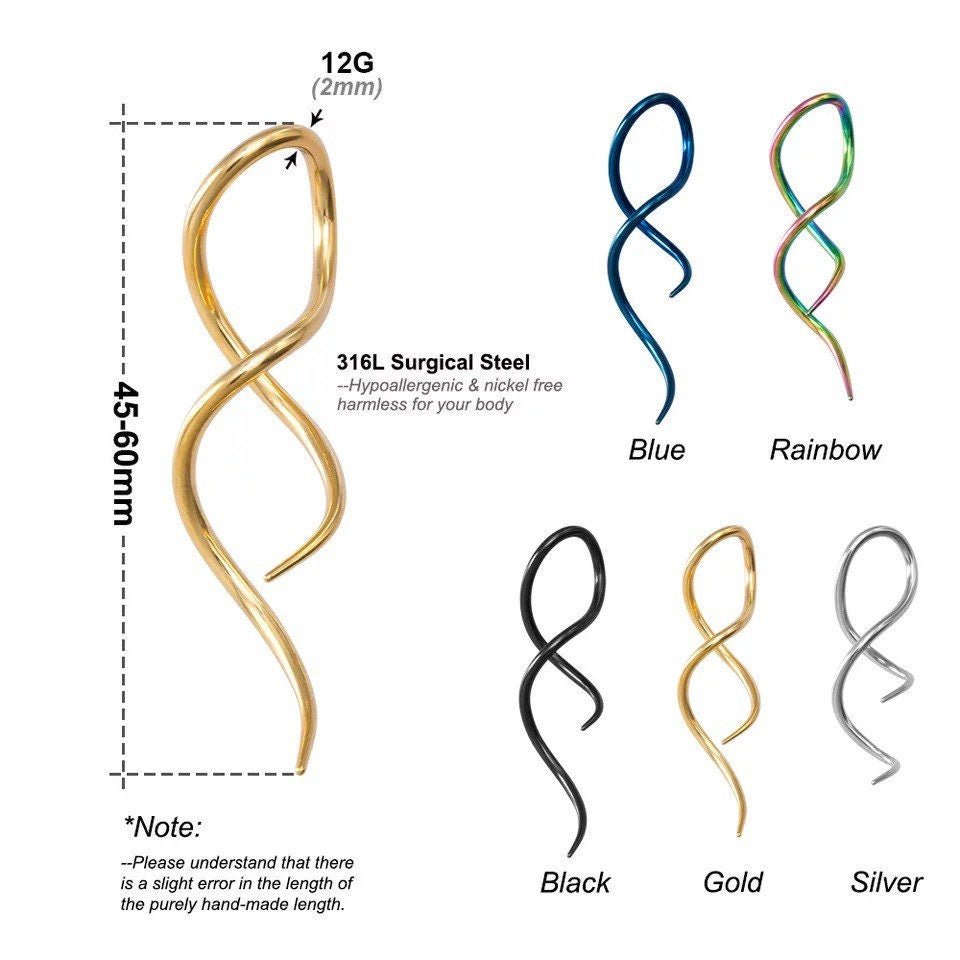 Spiral Twist Tapers | Snake Curl Lobe Hangers - DustyJewelz