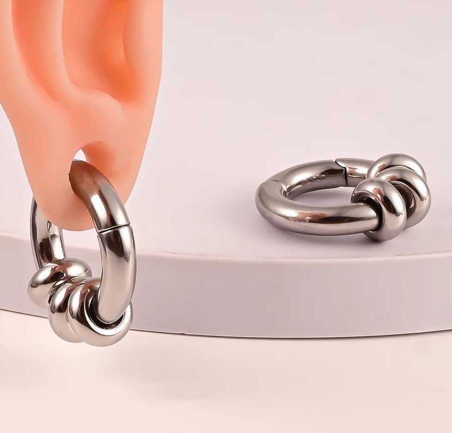Stacked Circle Ear Weights | Stainless Steel Gauge Ear Weight | Multi Hoops | Ear Plugs | Body Jewelry | Ear Hanger - DustyJewelz