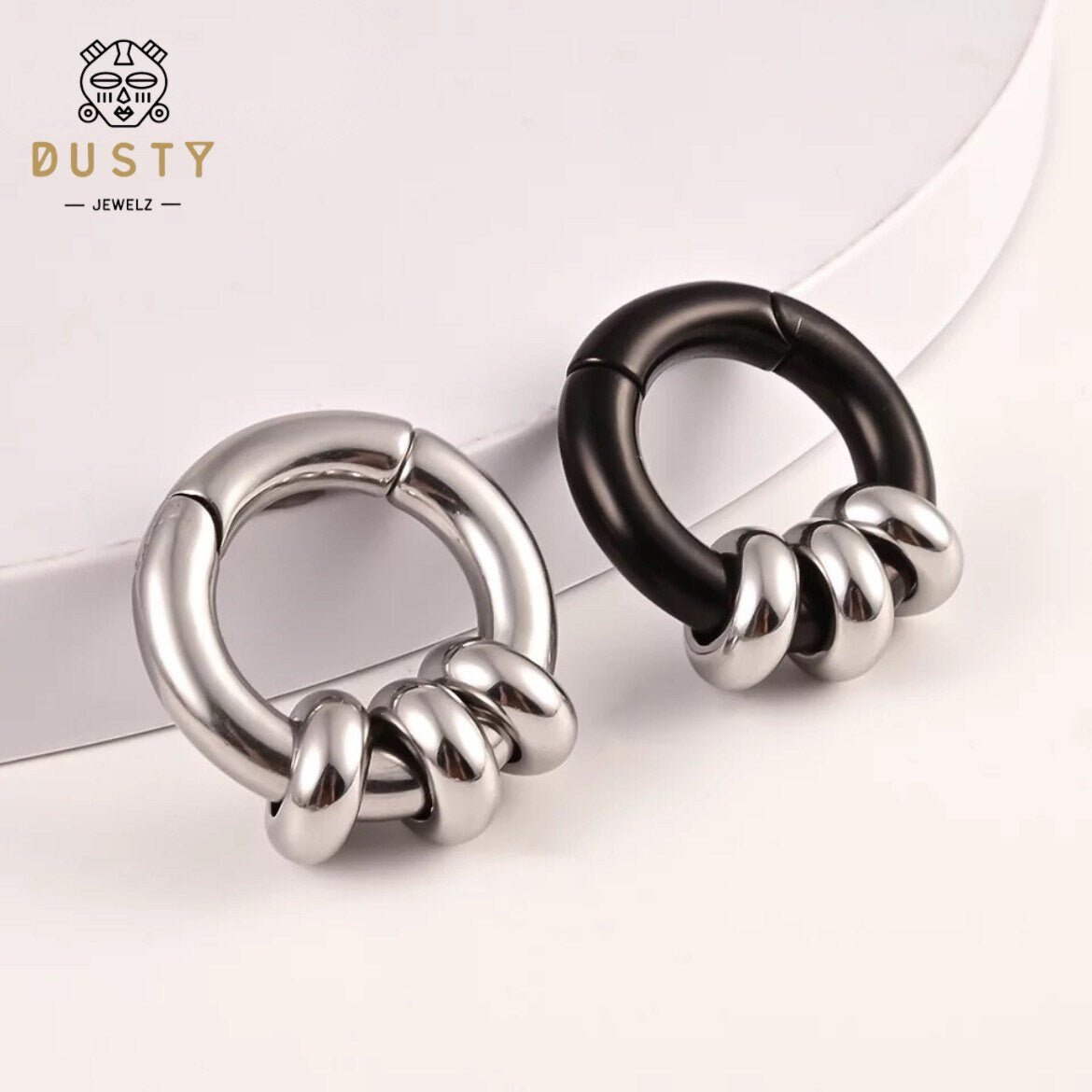 Stacked Circle Ear Weights | Stainless Steel Gauge Ear Weight | Multi Hoops | Ear Plugs | Body Jewelry | Ear Hanger - DustyJewelz