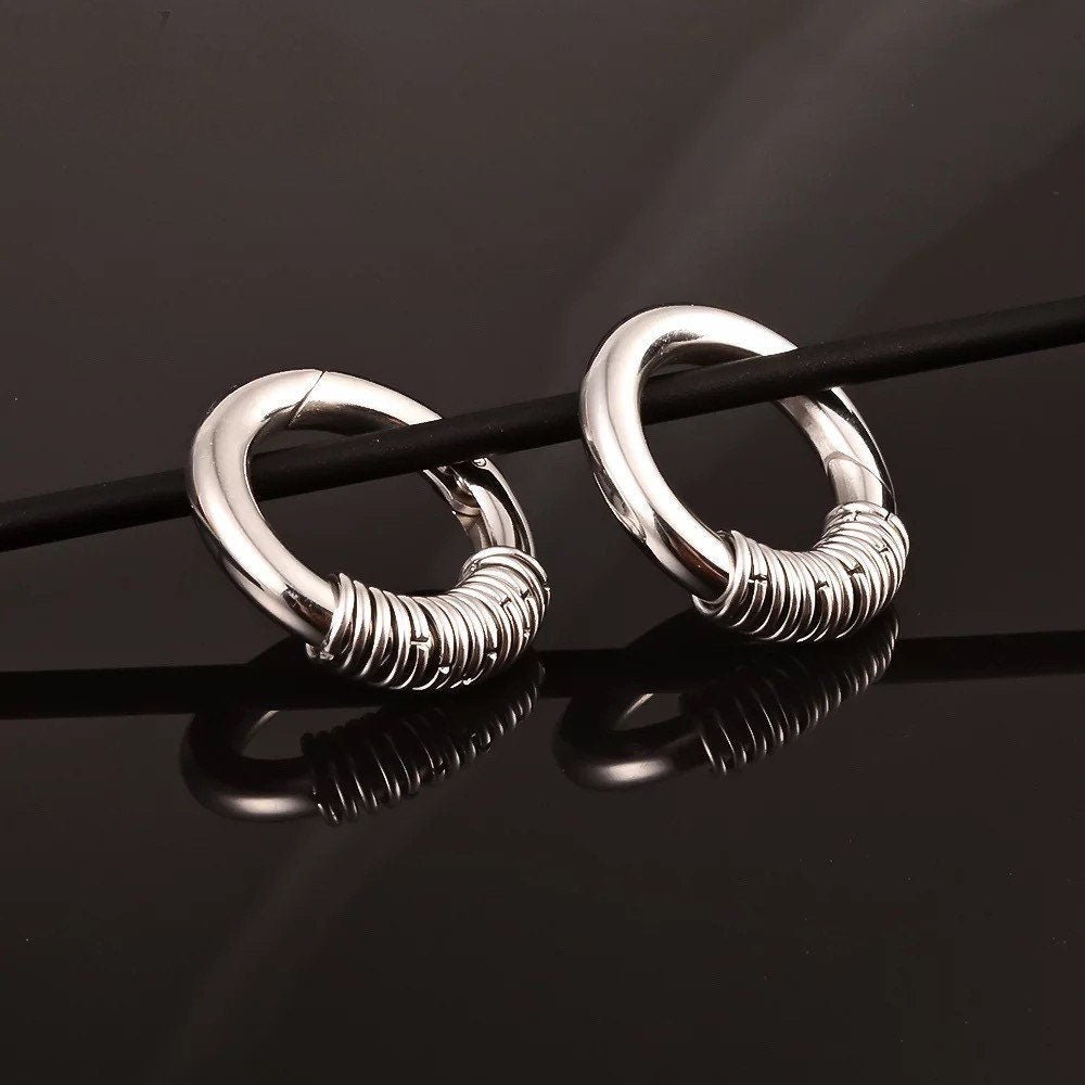 Stacked Circle Ear Weights | Stainless Steel Gauge Magnetic Ear Weight | Multi Hoops | Ear Plugs | Body Jewelry | Ear Hanger - DustyJewelz