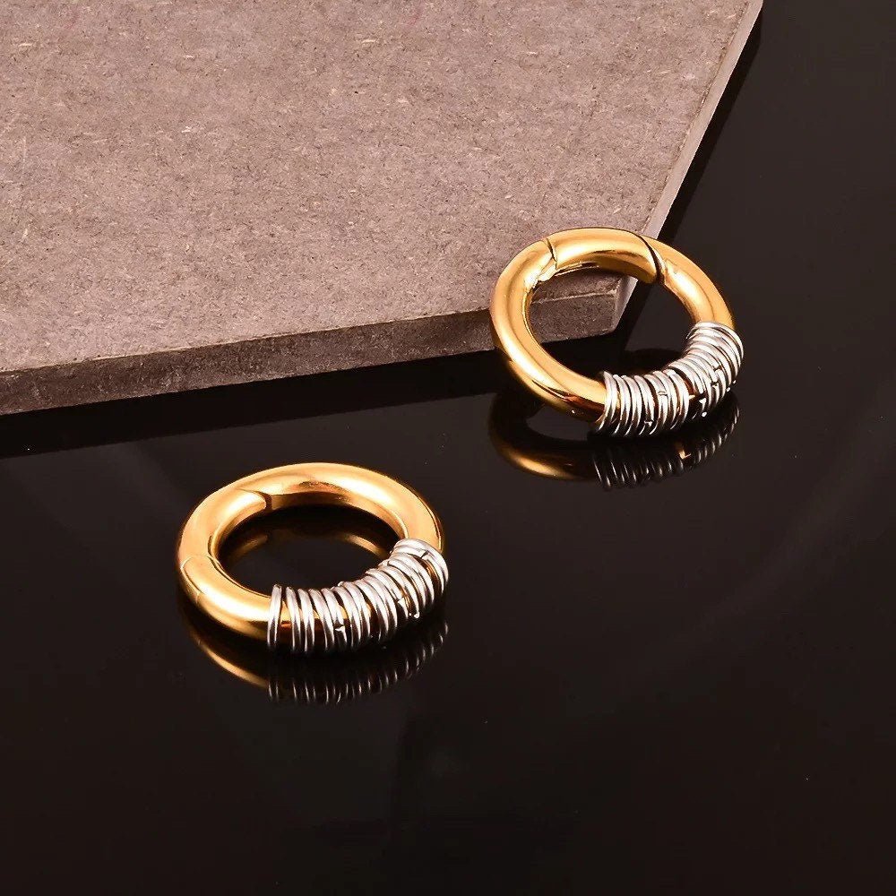 Stacked Circle Ear Weights | Stainless Steel Gauge Magnetic Ear Weight | Multi Hoops | Ear Plugs | Body Jewelry | Ear Hanger - DustyJewelz