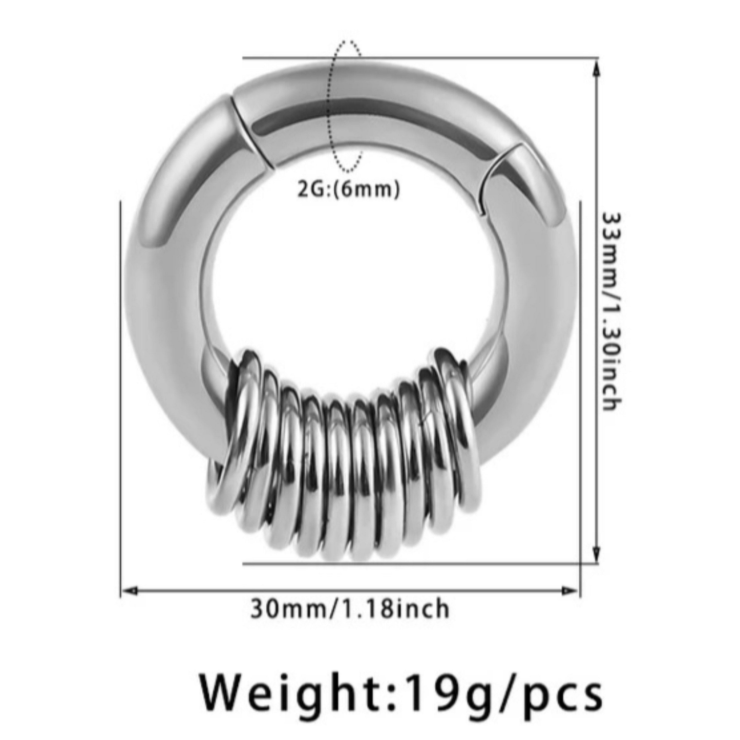 Stacked Circle Ear Weights | Stainless Steel Gauge Magnetic Ear Weight | Multi Hoops | Ear Plugs | Body Jewelry | Ear Hanger - DustyJewelz