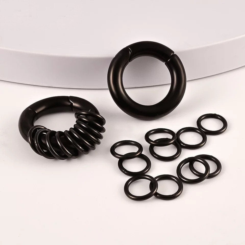Stacked Circle Ear Weights | Stainless Steel Gauge Magnetic Ear Weight | Multi Hoops | Ear Plugs | Body Jewelry | Ear Hanger - DustyJewelz