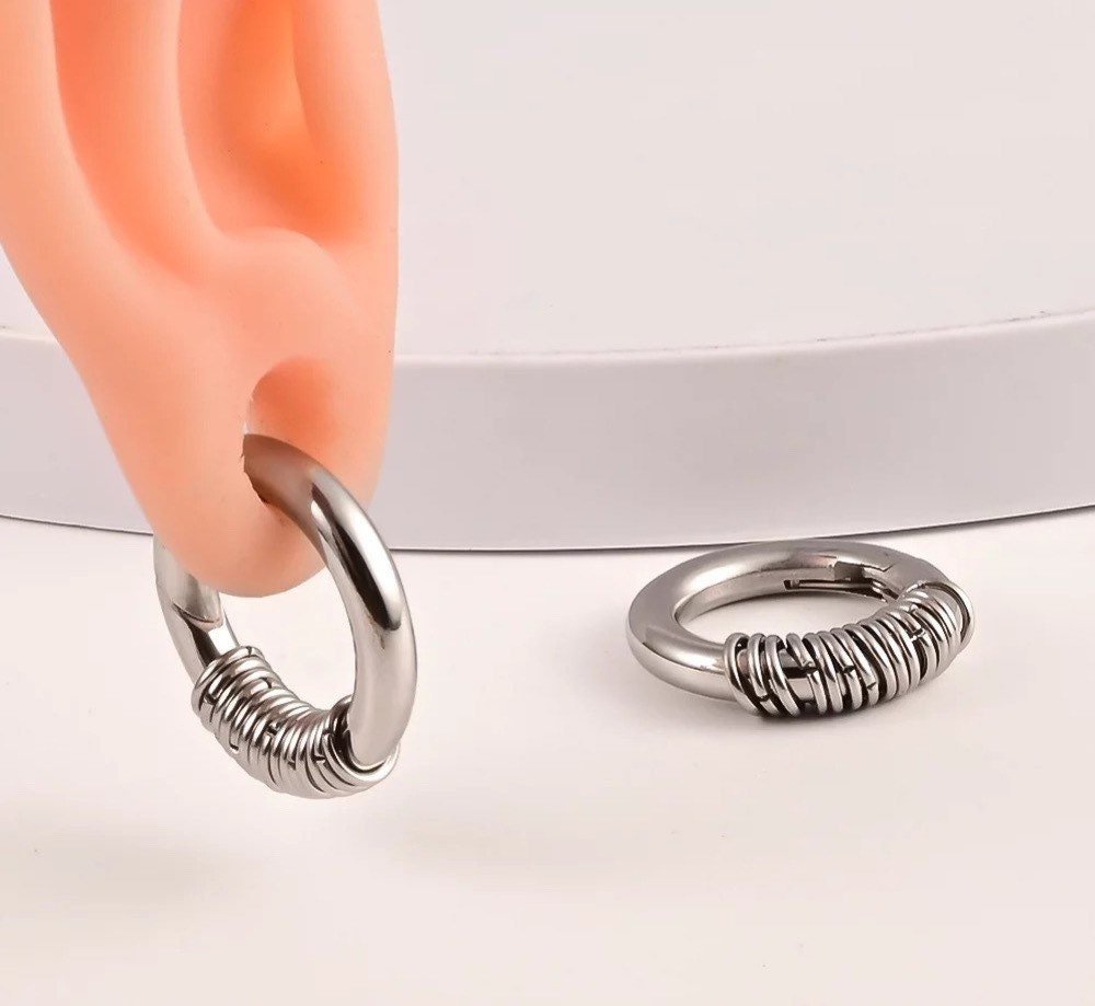 Stacked Circle Ear Weights | Stainless Steel Gauge Magnetic Ear Weight | Multi Hoops | Ear Plugs | Body Jewelry | Ear Hanger - DustyJewelz