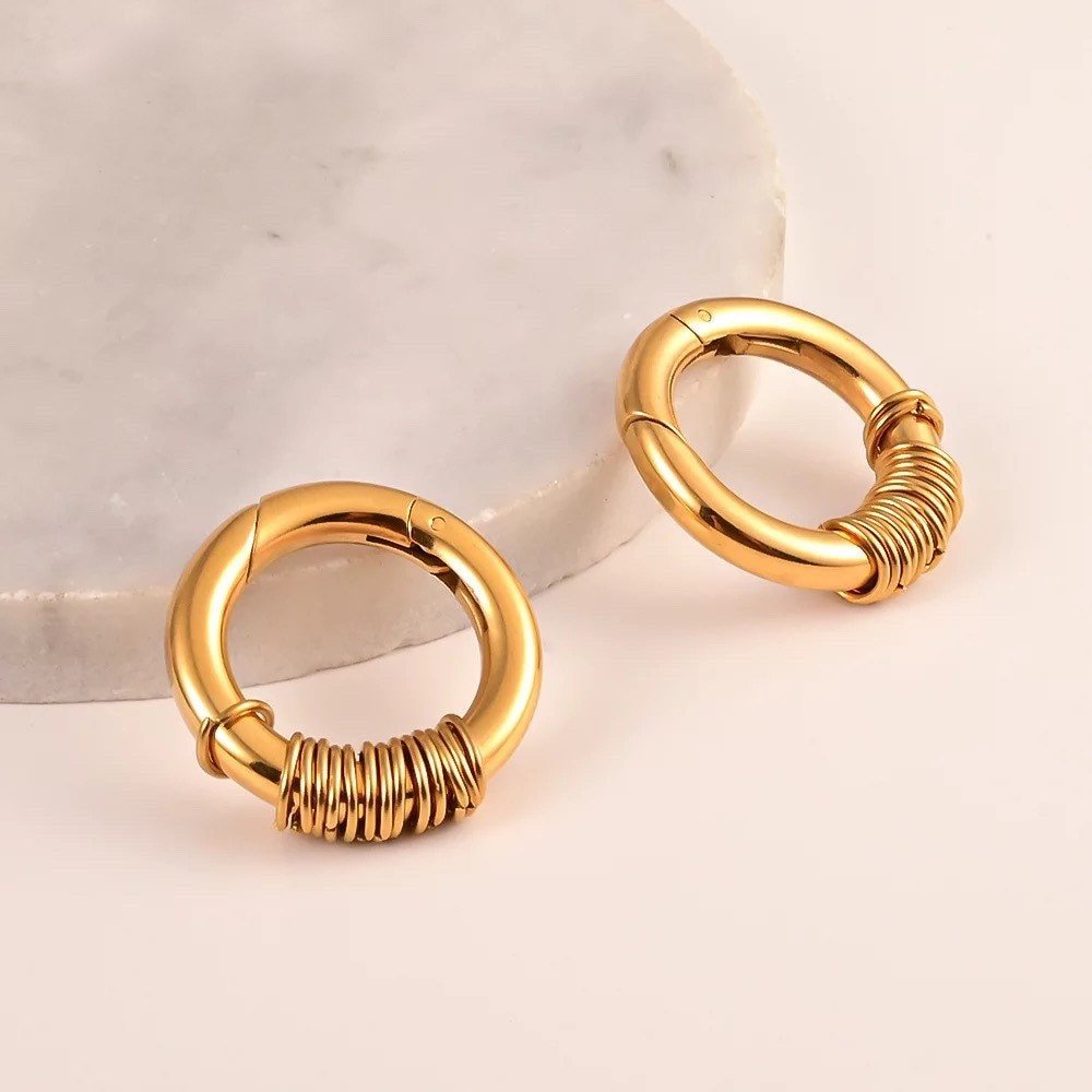 Stacked Circle Ear Weights | Stainless Steel Gauge Magnetic Ear Weight | Multi Hoops | Ear Plugs | Body Jewelry | Ear Hanger - DustyJewelz