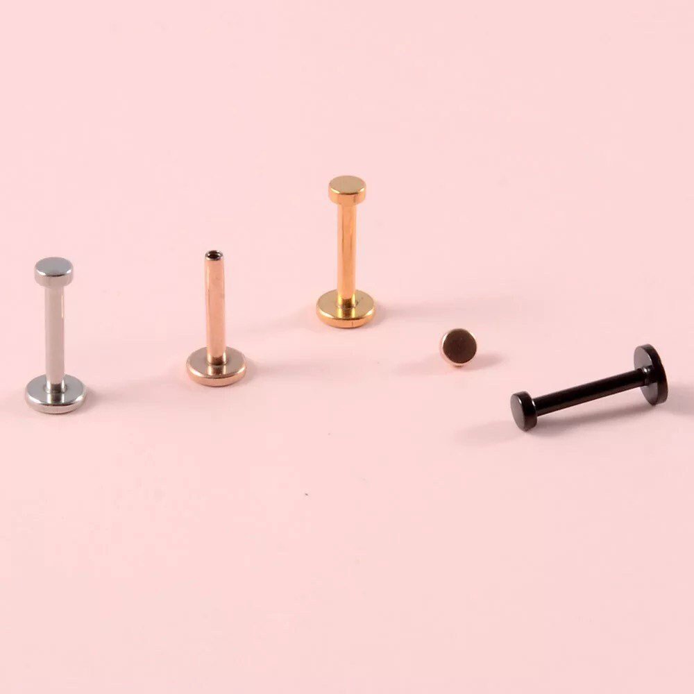 Sun Moon Stars Labret Stud | Internally Threaded | Cartilage Earring 16g | Tragus Bar | Helix | Monroe | Philtrum | Medusa - DustyJewelz