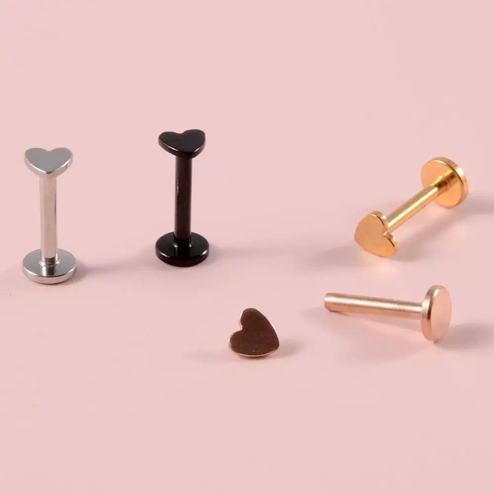 Sun Moon Stars Labret Stud | Internally Threaded | Cartilage Earring 16g | Tragus Bar | Helix | Monroe | Philtrum | Medusa - DustyJewelz