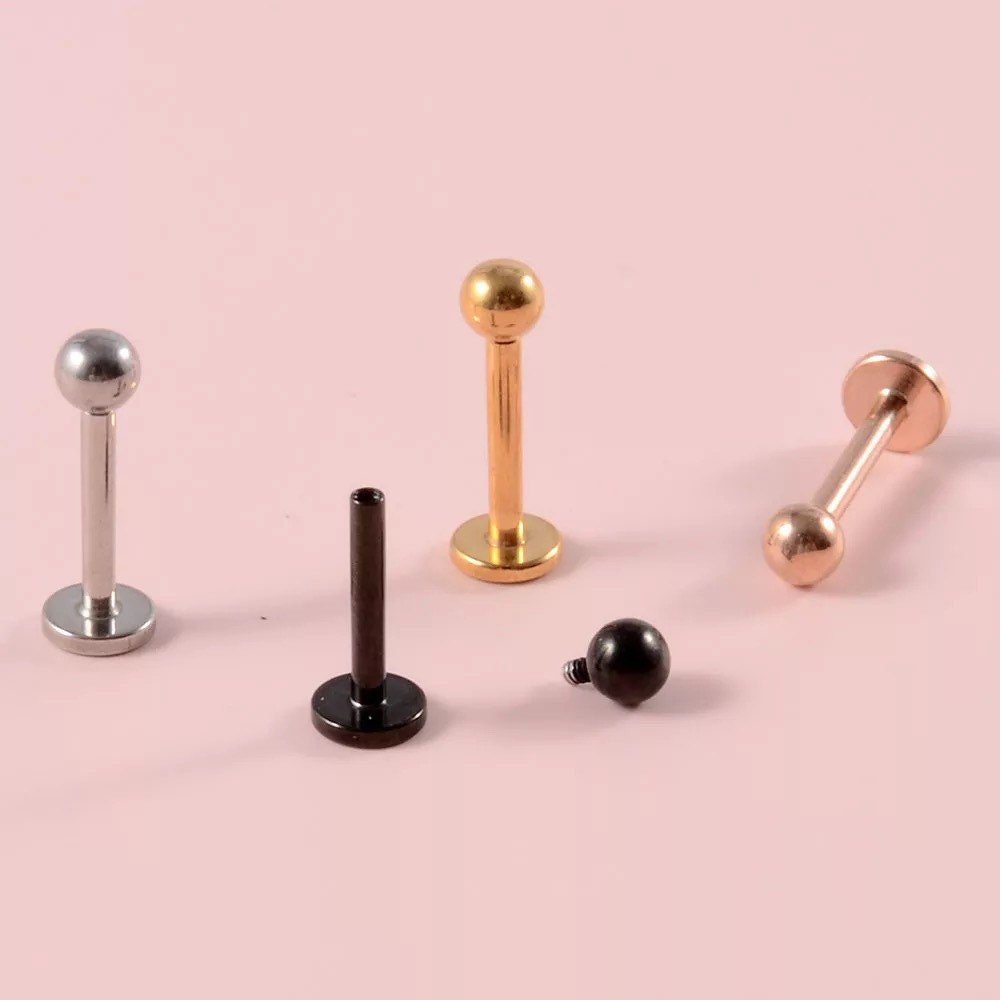 Sun Moon Stars Labret Stud | Internally Threaded | Cartilage Earring 16g | Tragus Bar | Helix | Monroe | Philtrum | Medusa - DustyJewelz